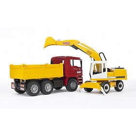 Bruder MAN TGA Lastbil Liebherr grävmaskin