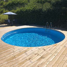 Planet Pool Stålväggs Premium Inbyggd Rund Ø350 cm D:120 inkl SF8 Stege och Tillbehör RN35120B