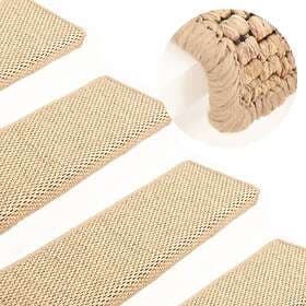 vidaXL Trappstegsmattor självhäftande sisal 15 st 65x21x4 cm ljusbeige 326892