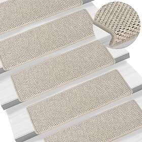 vidaXL Trappstegsmattor självhäftande sisal 15 st 65x21x4 cm silver 326883