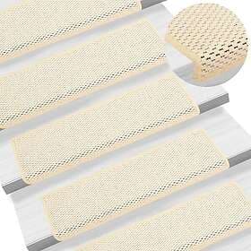 vidaXL Trappstegsmattor självhäftande sisal 15 st 65x21x4 cm naturvit 326893