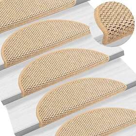 vidaXL Trappstegsmattor självhäftande sisal 15 st 56x17x3 cm ljusbeige 326868
