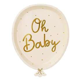 PartyDeco Papperstallrikar Oh Baby Ballong