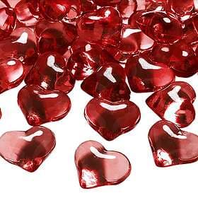 PartyDeco Kristallhjärtan Röda 30-pack