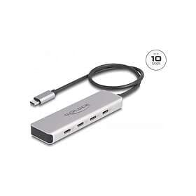DeLock USB 10 Gbps USB Type-C™ Hub med 4 x USB Type-C™ hona med 35 cm anslutningskabel