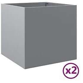 vidaXL Odlingslådor 2 st silver 49x47x46 cm galvaniserat stål 841570