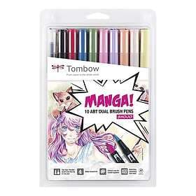 Tombow Brush Pen Ritpennor ABT Dual Brush Manga Shojo 10-pack