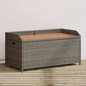 vidaXL Förvaringsbänk grå 100x50x52 cm konstrotting massivt akaciaträ 365950