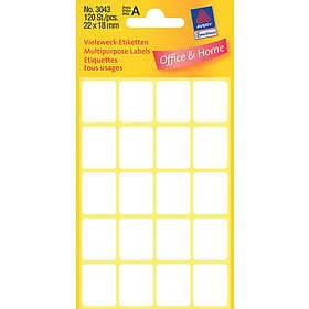 Avery Etiketter 3043 vit 22x18 mm 120