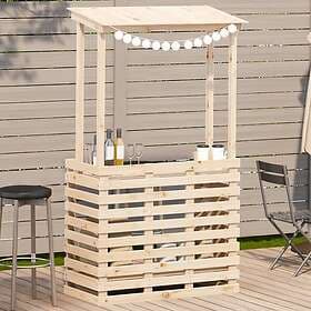 vidaXL Barbord för trädgården med tak 112,5x57x195,5 cm massivt trä 832534