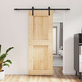 vidaXL Skjutdörr med beslag 80x210 cm massiv furu