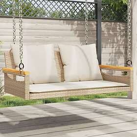 vidaXL Gungbänk med dynor beige 109x62x40 cm konstrotting 368148