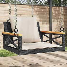 vidaXL Gungbänk med dynor svart 63x62x40 cm konstrotting 368173