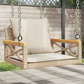 vidaXL Gungbänk med dynor beige 63x62x40 cm konstrotting 368175