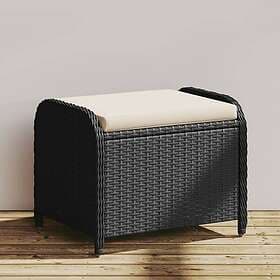 vidaXL Trädgårdspall med dyna svart 58x46x46 cm konstrotting 365733