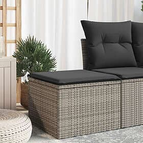 vidaXL Trädgårdspall med dyna grå 55x55x37 cm konstrotting 366119