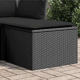 vidaXL Trädgårdspall med dyna svart 55x55x37 cm konstrotting 365968