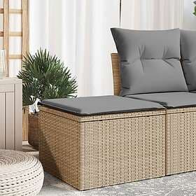 vidaXL Trädgårdspall med dyna beige 55x55x37 cm konstrotting 366092