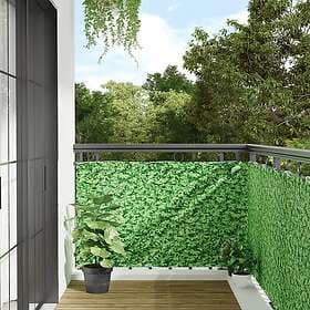 vidaXL Insynsskydd för trädgården växtmotiv grön 300x90 cm PVC 4005460
