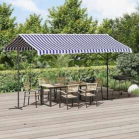 vidaXL Fristående markis blå och vit 400x300 cm tyg stål 368932