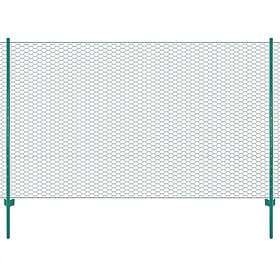 vidaXL Stängsel med stolpar stål 25x2 m grön 144617
