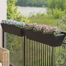 vidaXL Blomlådor med krokar 2 st svart konstrotting 366404