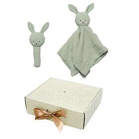 Jabadabado Babypresent Bunny Skallra och Snuttefilt Grön