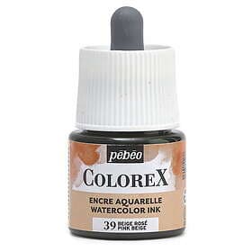Pebeo Colorex Watercolor Ink 45ml Pink Beige – burk med akvarellbläck och pipett