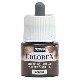 Pebeo Colorex Watercolor Ink 45ml Sepia – burk med akvarellbläck och pipett