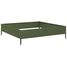 vidaXL Rabattkant upphöjd olivgrön 100x100x26 cm stål