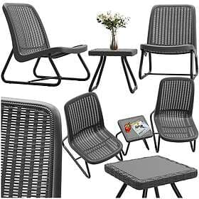 TecTake Sittgrupp Modica i rottinglook för 2 personer, ergonomisk grå