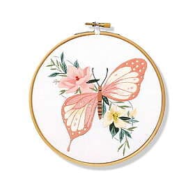 Panduro Hobby Broderikit blooming butterfly Ø20 cm – allt för att brodera en blommande fjäril