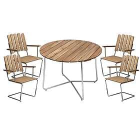 Grythyttan Stålmöbler Matgrupp O100cm Teak 
