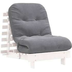 vidaXL Futonbäddsoffa med madrass vit 70x206x11 cm massiv furu