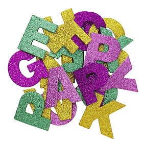 Panduro Hobby Funky Foam självhäftande dekorgummi glitterbokstäver A-Z, 100 st.