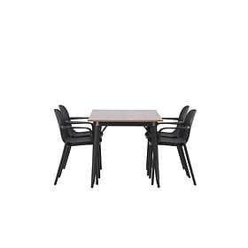 Venture Design Tempe & Baltimore matgrupp Svart/valnöt 4 stolar & bord 140 x 80 cm