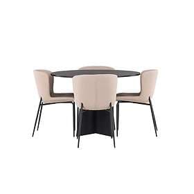 Venture Design Bootcut Oval & Modesto matgrupp Beige/svart 4 stolar & bord 110 cm