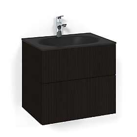 Macro Design Crown Line Servantskap 2-skuff med Glasservant Svart eik 60cm Glass Edge