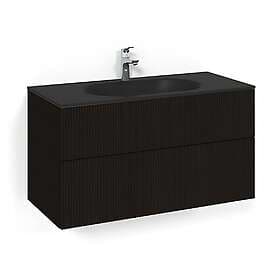 Macro Design Crown Line Servantskap 2-skuff med Glasservant Svart eik 100cm Glass Edge