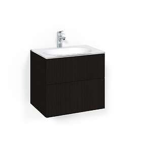 Macro Design Crown Line Servantskap 2-skuff med Glasservant Svart eik 60cm Glass Edge Hvit
