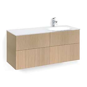 Macro Design Crown Line Servantskap 4-skuff med Høyre Glasservant 120cm Eik Line/push-open Glass Edge Hvit