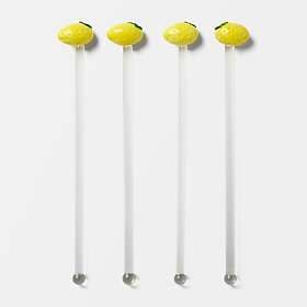 Åhléns Home Drinkpinne i glas LEMON, 4-pack Gul