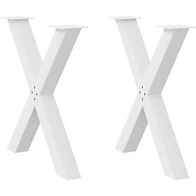 vidaXL Matbordsben X-formad 2 st vit 70x(72-73) cm stål