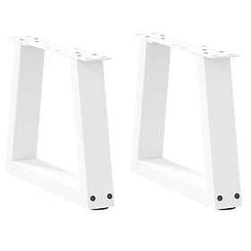 vidaXL Matbordsben V-formade 2 st vit 40x(30-31,3) cm stål
