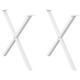 vidaXL Matbordsben X-formad 2 st vit 90x(72-73) cm stål
