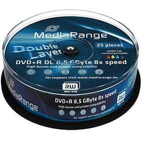 MediaRange DVD+R DL 8,5GB 8x 25-pack Spindel White Fullface Printable