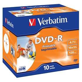 Verbatim DVD-R 4,7GB 16x 10-pack Jewelcase Wide Inkjet