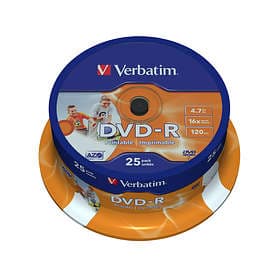 Verbatim DVD-R 4,7GB 16x 25-pack Spindel Wide Inkjet