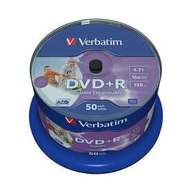 Verbatim DVD+R 4,7GB 16x 50-pack Spindel Wide Inkjet