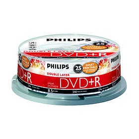 Philips DVD+R DL 8,5GB 2,4x 25-pack Spindel Inkjet